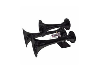 Omega AH-300BLK Three Bell Steel Train Horn - Black