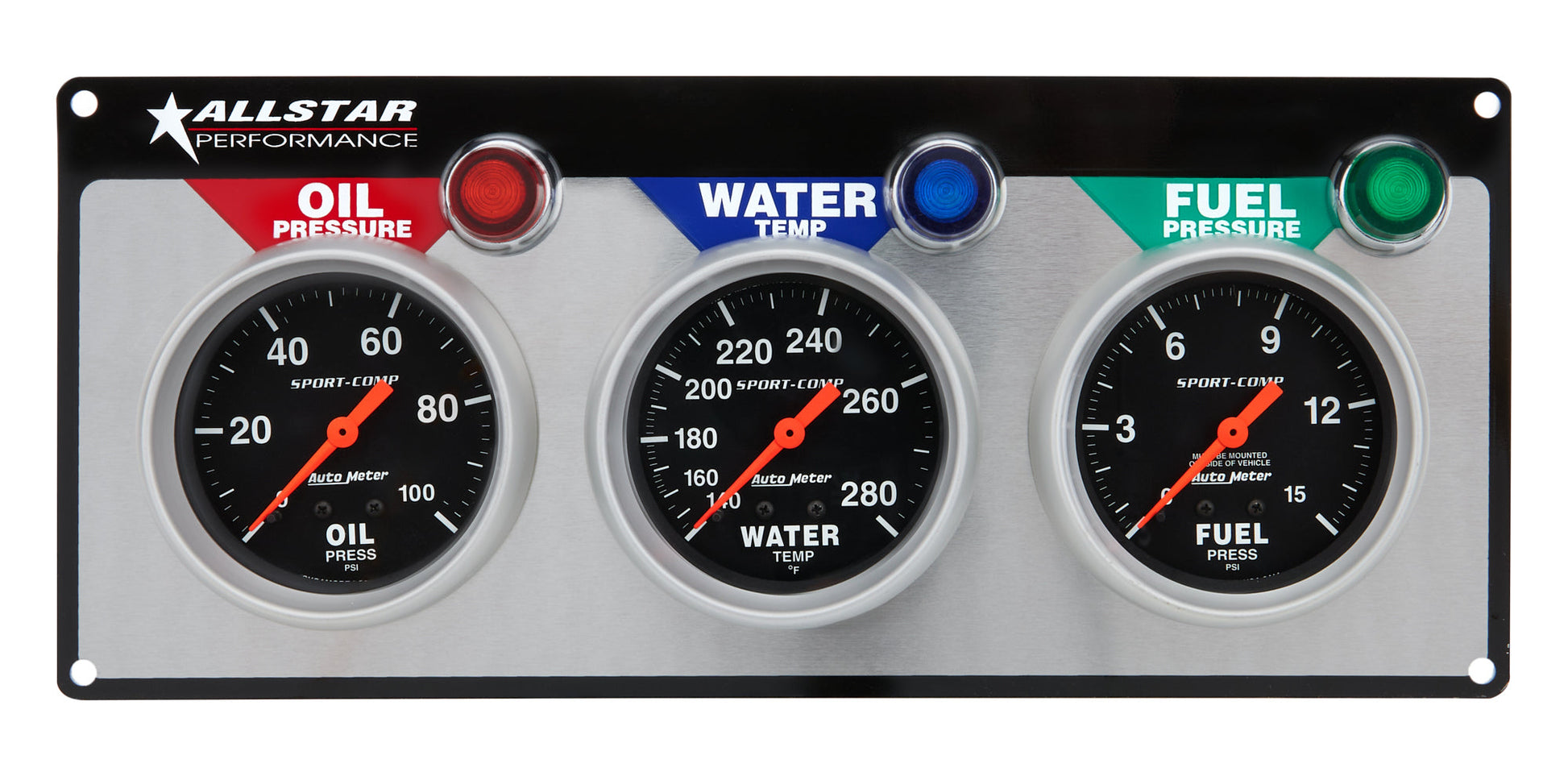 All Star Performance ALL80113 3 Gauge Panel A/M OP/WT/FP Sport-Comp ALL80113 Allstar Performance