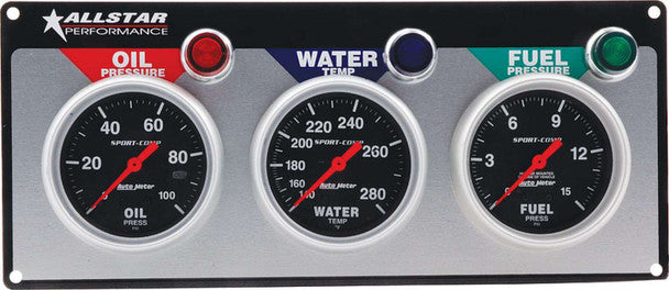 All Star Performance ALL80113 3 Gauge Panel A/M OP/WT/FP Sport-Comp ALL80113 Allstar Performance