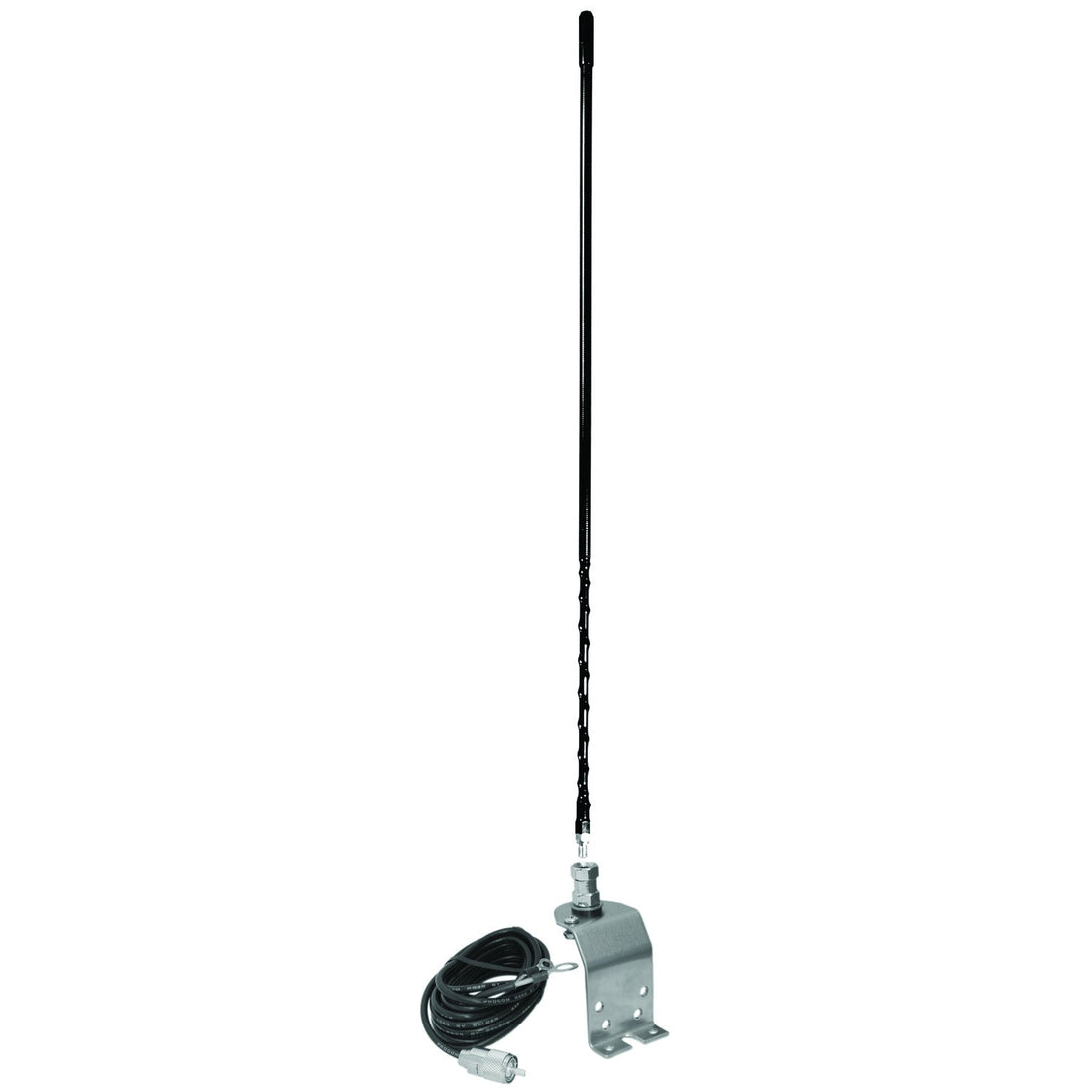 Accessories Unlimited AU420-B Fender Or Groove Mount 4 Foot Black Flexible Antenna Kit With 18 Feet Of Coax Cable With Pl259 Accessories Unlimited