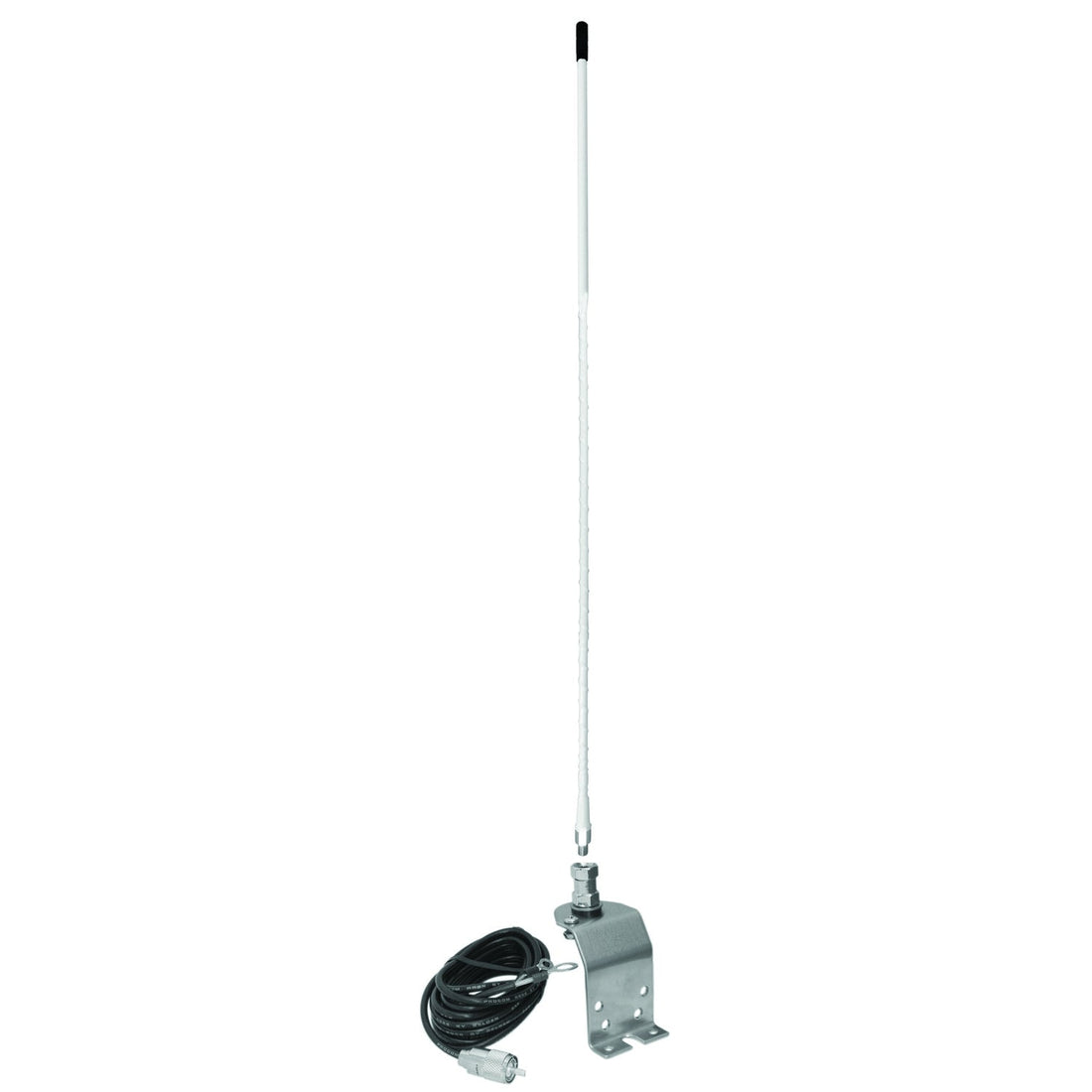 Accessories Unlimited AU320-W Fender Or Groove Mount 3 Foot White Flexible Antenna Kit With 18 Feet Of Coax Cable With Pl259 Accessories Unlimited