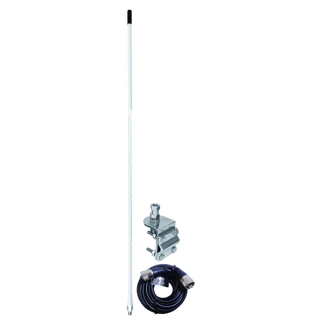 Accessories Unlimited AUMM12-W 2 Foot White Single 3-way So239 Mirror Mount Cb Antenna Kit With 9' Coax Cable & Pl259 Connector Accessories Unlimited