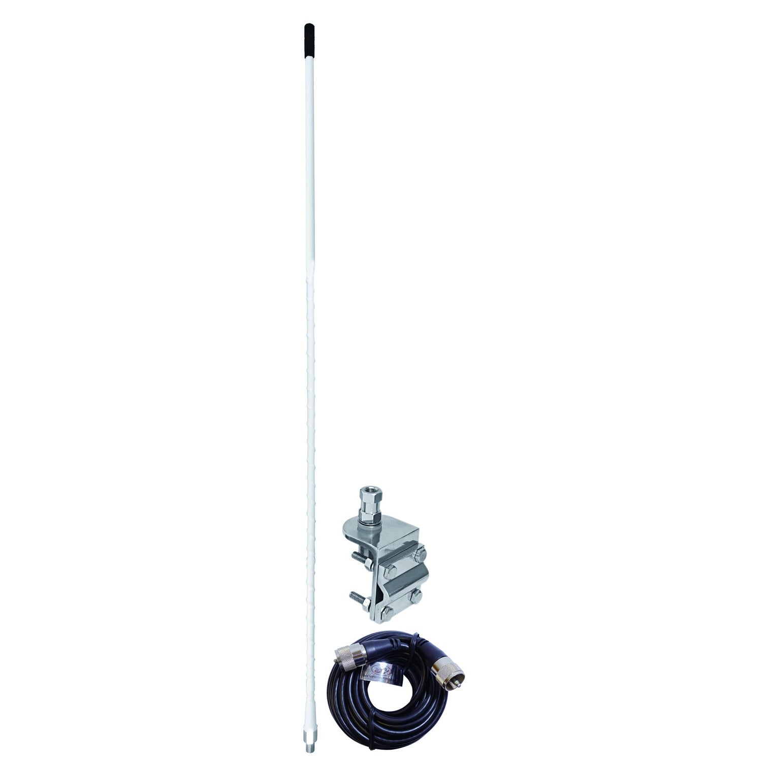 Accessories Unlimited AUMM12-W 2 Foot White Single 3-way So239 Mirror Mount Cb Antenna Kit With 9' Coax Cable & Pl259 Connector Accessories Unlimited