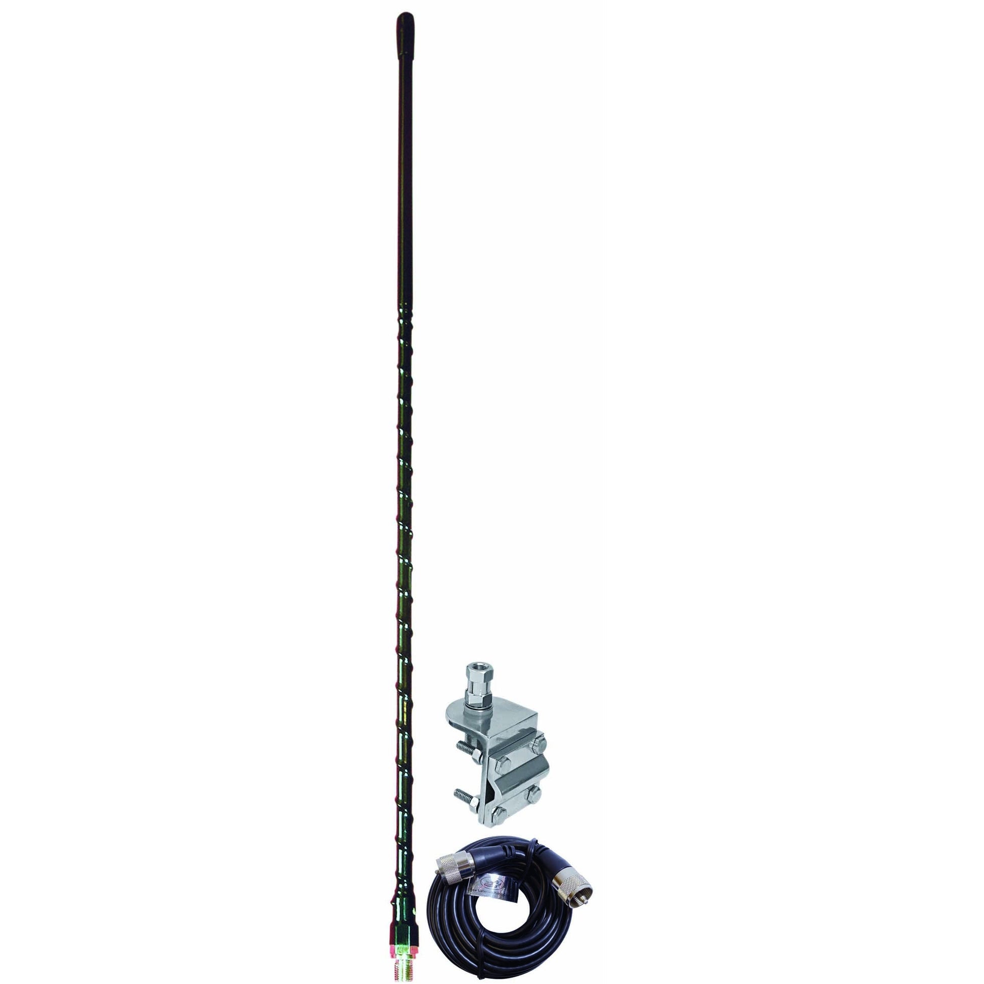 Accessories Unlimited AUMM14-B 4 Foot Black Single 3-way So239 Mirror Mount Cb Antenna Kit With 9' Coax Cable & Pl259 Connector FindingKing