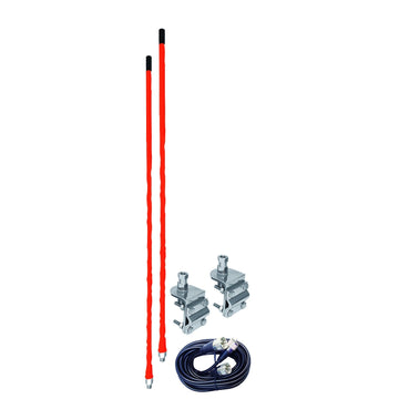 Accessories Unlimited AUMM24-R 4' Red Dual Cb Antenna Kit With 3-way Aluminum So239 Mirror Mounts, 9' Coax Cable & Pl259 Connectors Accessories Unlimited