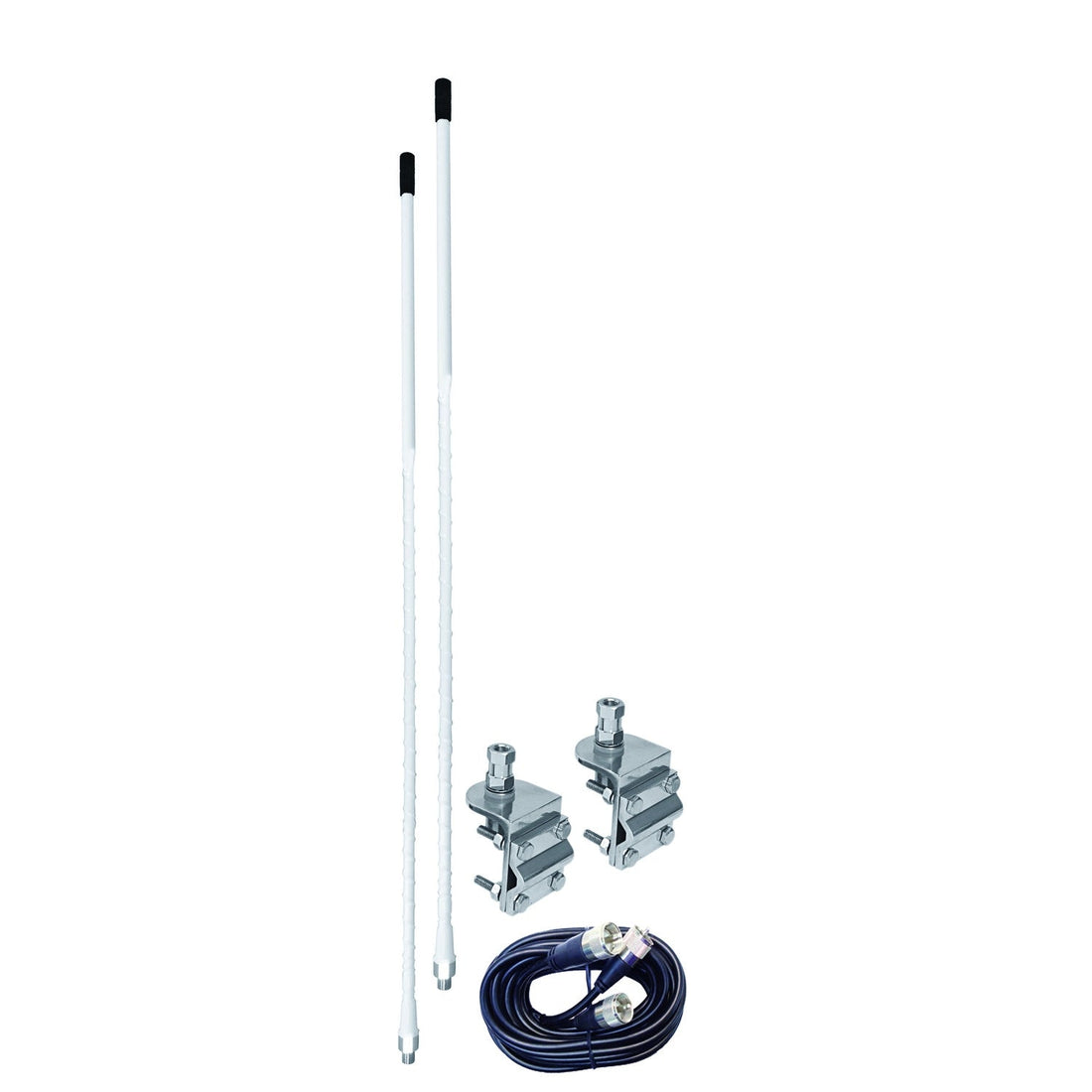Accessories Unlimited AUMM24-W 4 Foot White Dual Cb Antenna Kit With 3-way So239 Mirror Mounts & 9' Coax Cable & Pl259 Connectors Accessories Unlimited