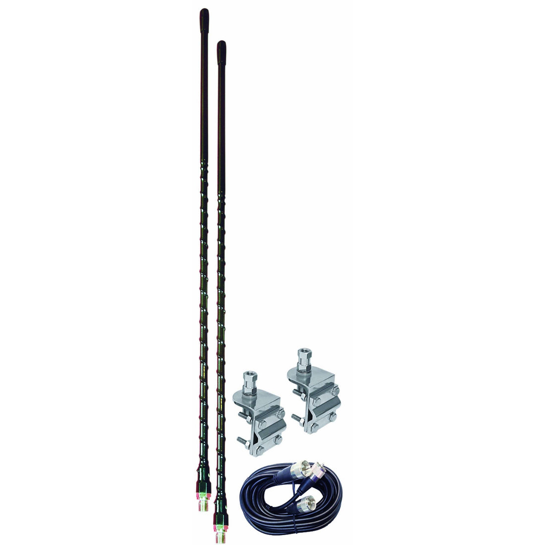 Accessories Unlimited AUMM23-B 3 Foot Black Dual Cb Antenna Kit With 3-way So239 Mirror Mounts & 9' Coax Cable & Pl259 Connectors FindingKing