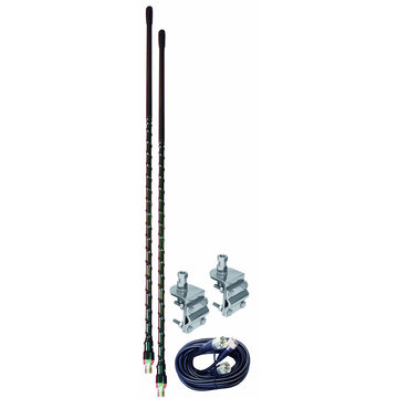 Accessories Unlimited AUMM24-B 4 Foot Black Dual Cb Antenna Kit With 3-way So239 Mirror Mounts & 9' Coax Cable & Pl259 Connectors Accessories Unlimited