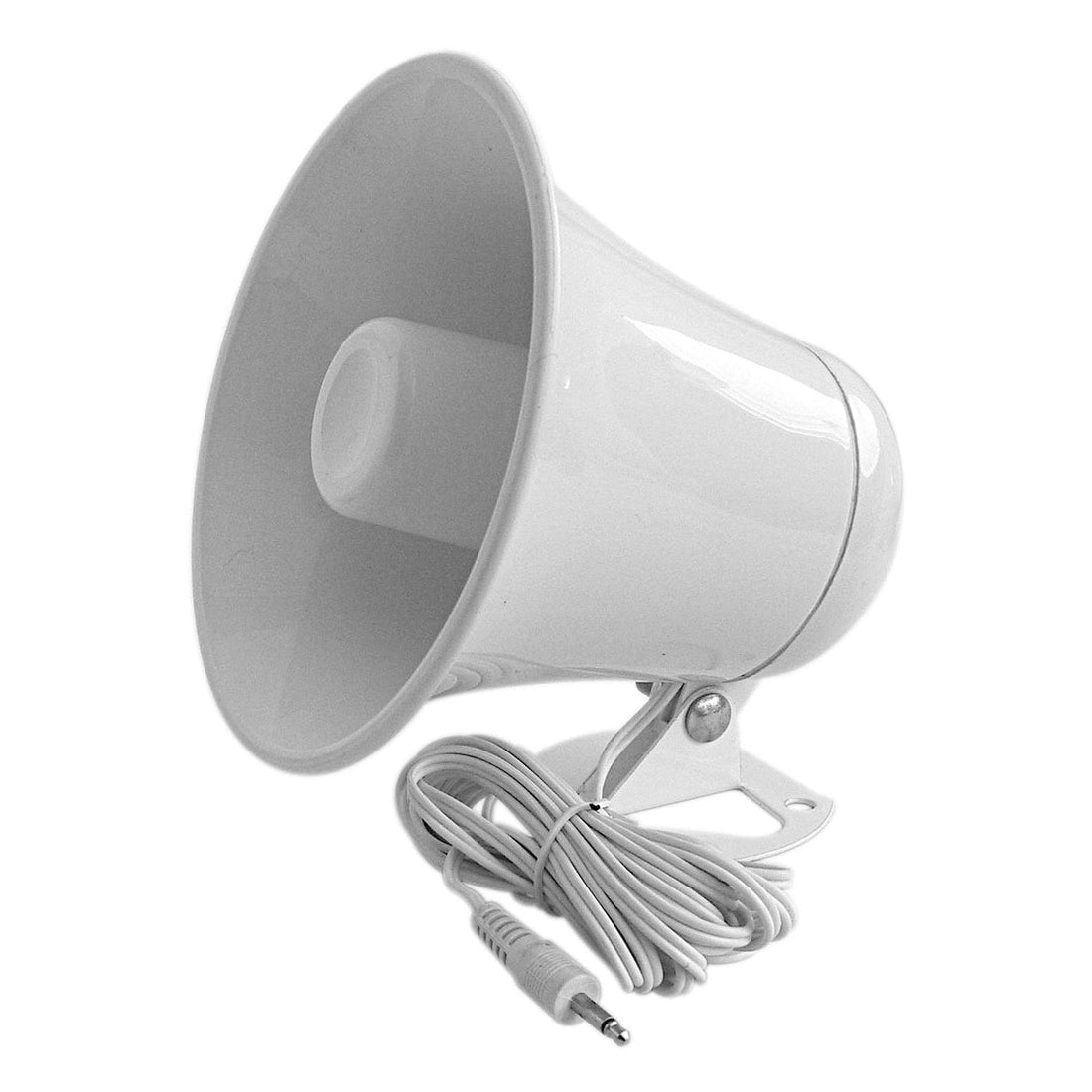 Accessories Unlimited AUPA5 5-1/2" White Plastic PA Horn With 10 Foot Cable And 3.5mm Plug Kalibur