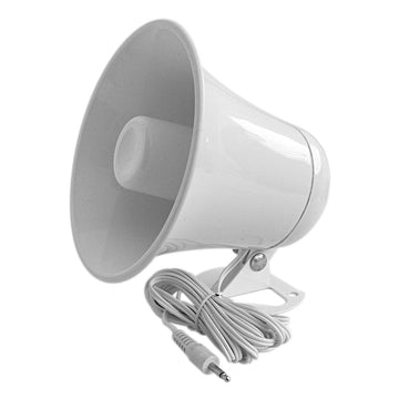 Accessories Unlimited AUPA5 5-1/2" White Plastic PA Horn With 10 Foot Cable And 3.5mm Plug Kalibur