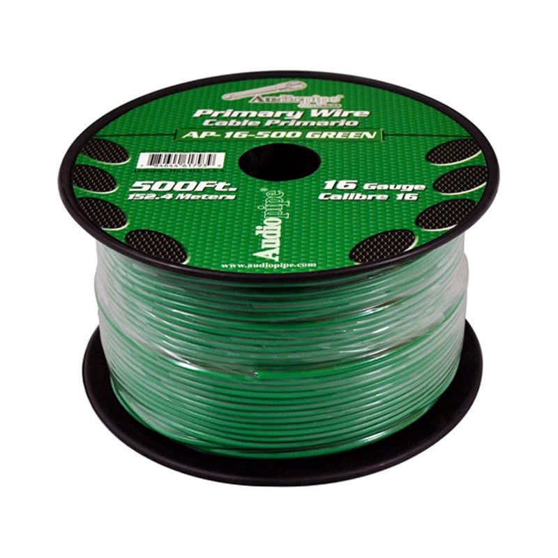 Audiopipe® AP-16-500GR - 16 AWG Single 500' Green Stranded TWP Primary Speaker Wire Fortin