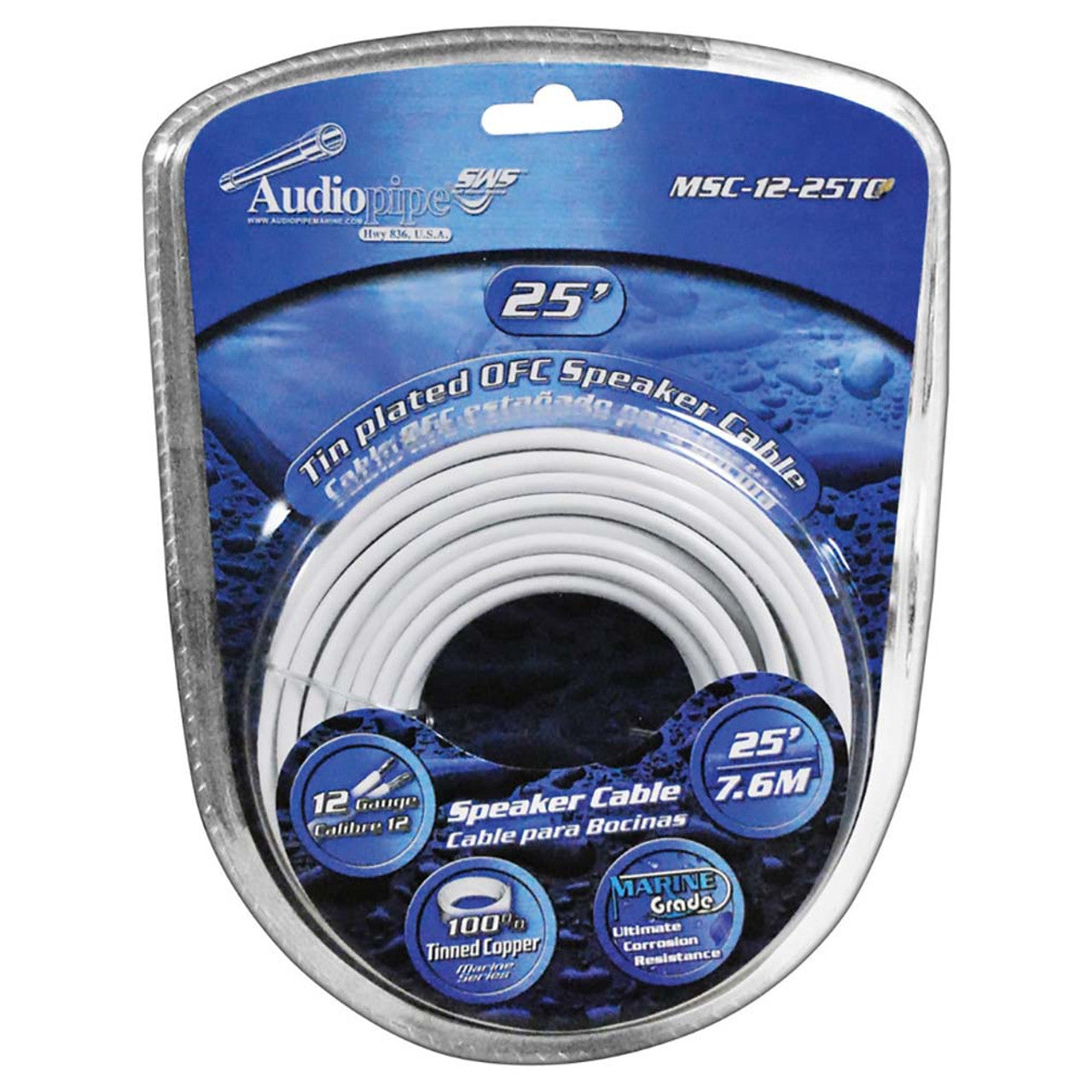 Audiopipe MSC1225TC[tmsc-12-25tcw] Marine Speaker Wire 12 Gauge 25 Foot White