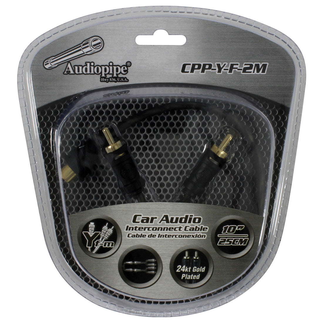 Audiopipe CPPYF2M 24kt Gold Plated Interconnect Cable 10" Uniden