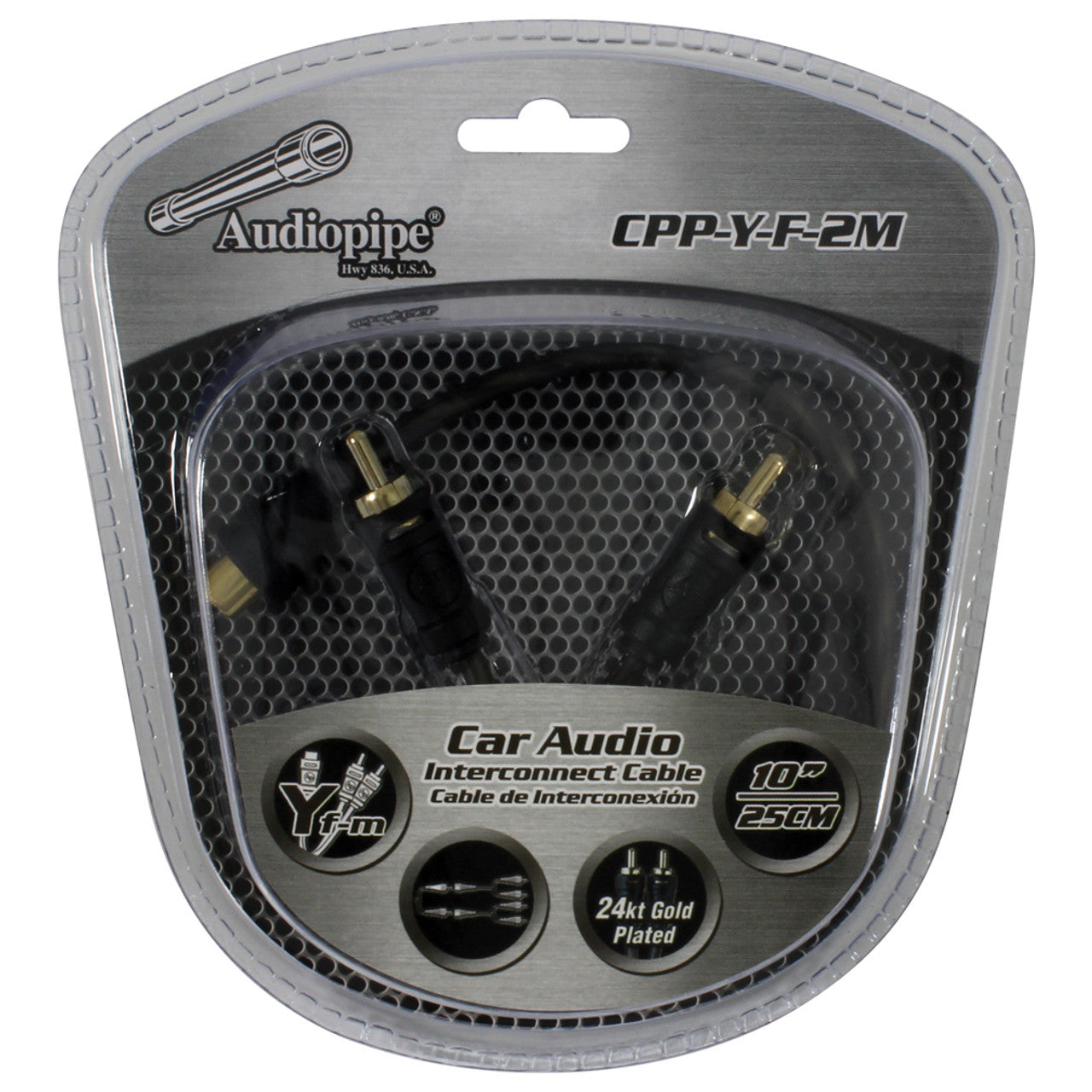 Audiopipe CPPYF2M 24kt Gold Plated Interconnect Cable 10" Uniden