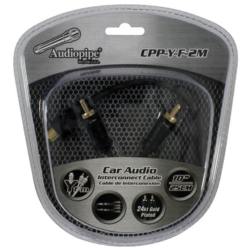 Audiopipe CPPYF2M 24kt Gold Plated Interconnect Cable 10" Uniden