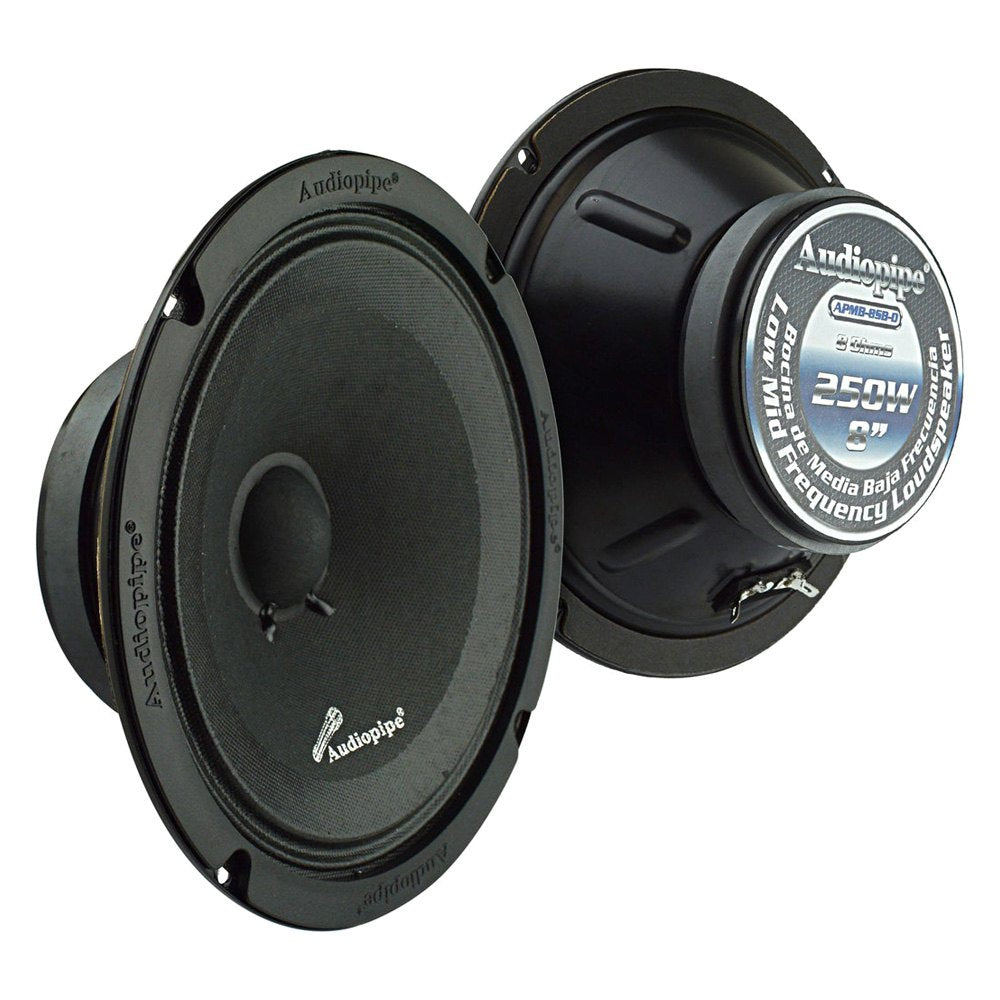 Audiopipe® APMB-8SB-D - Altavoz de rango medio de 8" y 250 W, 8 ohmios, serie APMB