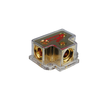 Audiopipe® PB-1020 - Gold Plated 2-Position Power Distribution Block (1 x 0/1 or 4 AWG In, 2 x 0 or 4 AWG Out) Audiopipe