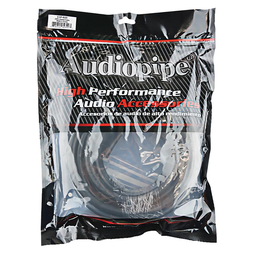 Audiopipe® C4P-B20 - Speed Series 18 AWG 9-Way 20' Black Stranded GPT Speaker Wire with RGB Wires Audiopipe