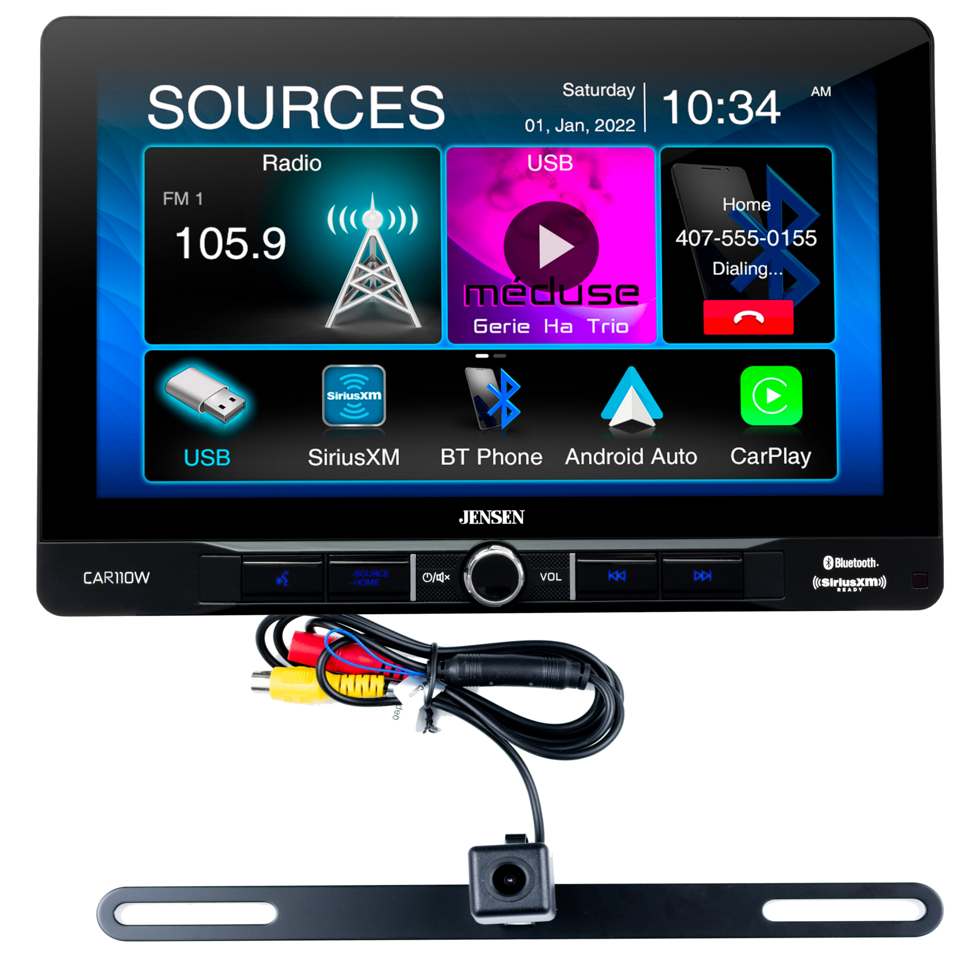 Jensen CAR110W 10.1″ Receiver with Wireless Apple CarPlay and Android Auto – CAR110W