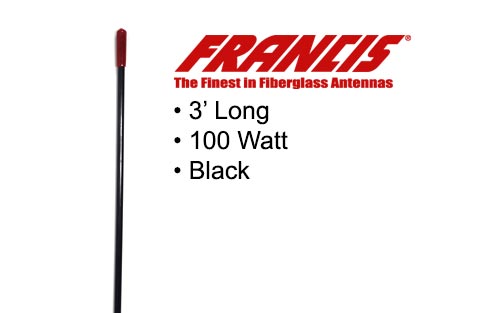 Francis CB22B Fiberglass CB Antenna 3 Foot (Black) Francis Antennas