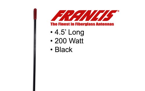 Francis CB25B Fiberglass CB Antennas 4.5 Foot (Black) Francis