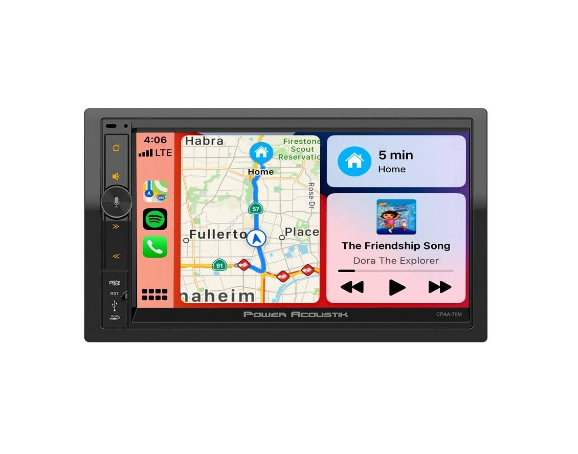 Power Acoustik CPAA-70MW 7" Double DIN Touchscreen Digital Multimedia Receiver with Bluetooth, Apple CarPlay, Android Auto Drill America