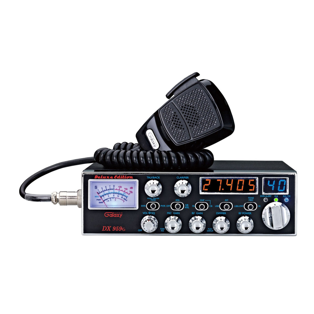 Galaxy DX959G AM/SSB 40 Channel Deluxe CB Radio Orange/Blue LEDs (DX959G) Drill America
