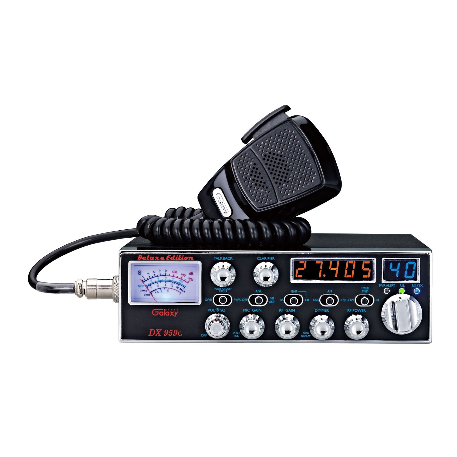 Galaxy DX959G AM/SSB 40 Channel Deluxe CB Radio Orange/Blue LEDs (DX959G) Drill America