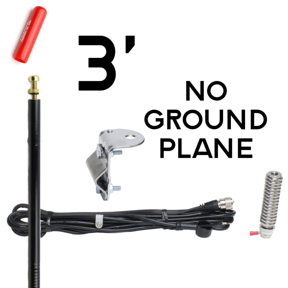Firestik  FG3648-B - Firestik 3' Black No Ground Plane CB Antenna Mirror Mount Kit (FG3648-B) Firestik
