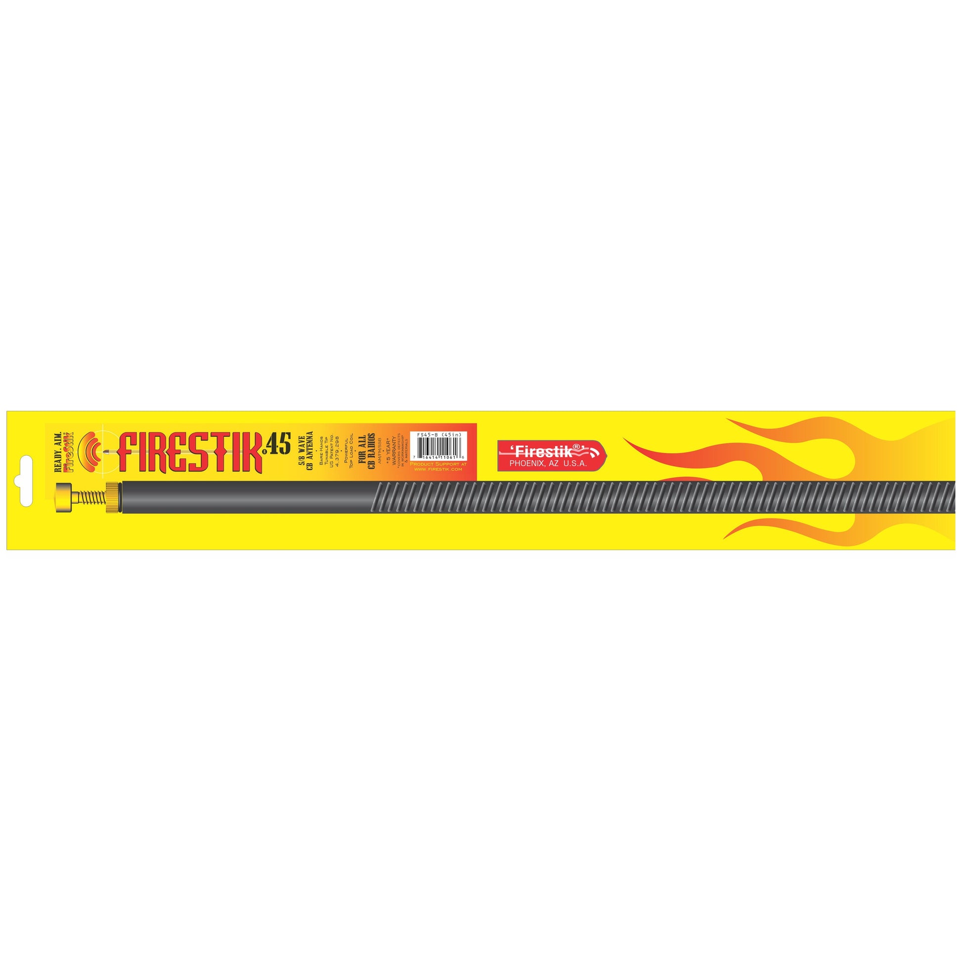 Firestik FS45-B 45 Inch (114cm) Tunable Tip CB Radio Antenna Black with Red Tip Firestik