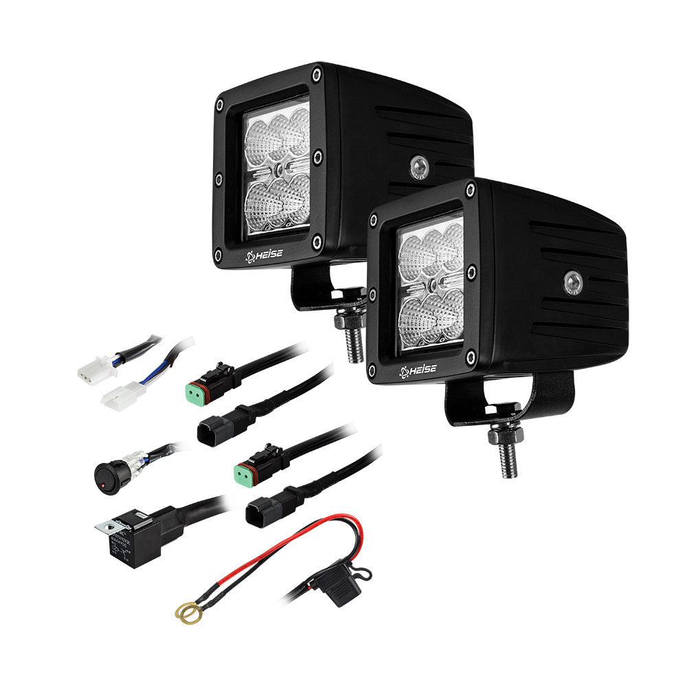Heise HE-CL32PK Cube Flood Light - 3 Inch, 6 LED, 2-Pack with Harness Heise