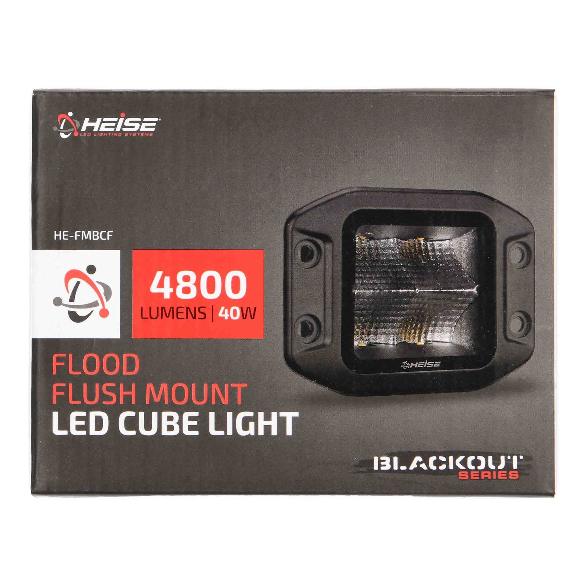 Heise HE-FMBCF Blackout Flush Mount 3.5" Cube 4 LED Light - Flood Heise
