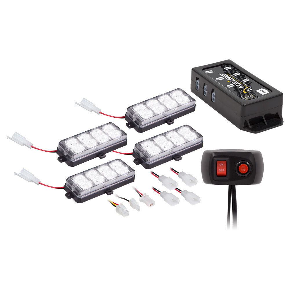 Heise HE-MUSTR-GRW White Grille Strobe Kit - 8 LED, 4-Pack Heise