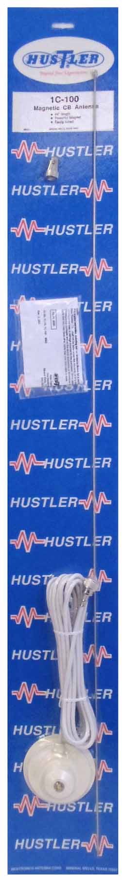 Hustler IC100-W - Hustler 44" Base Loaded Magnet Mount CB Antenna Kit -White (IC100-W)