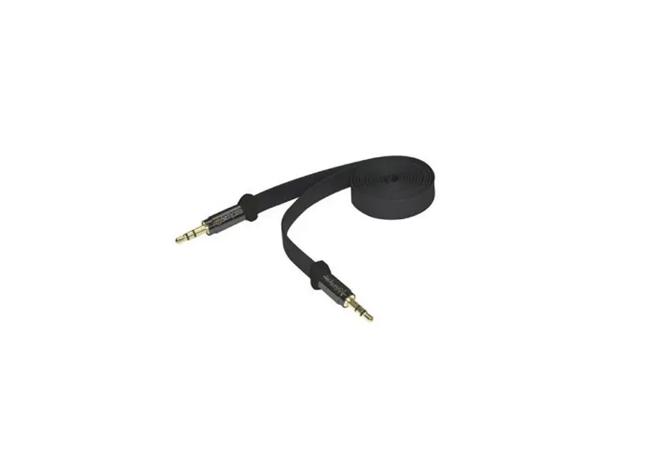 iSimple ISMJ53B MusicJax 3Ft 3.5mm Audio Cable with Flat Tangle-Free Design - Black Finish