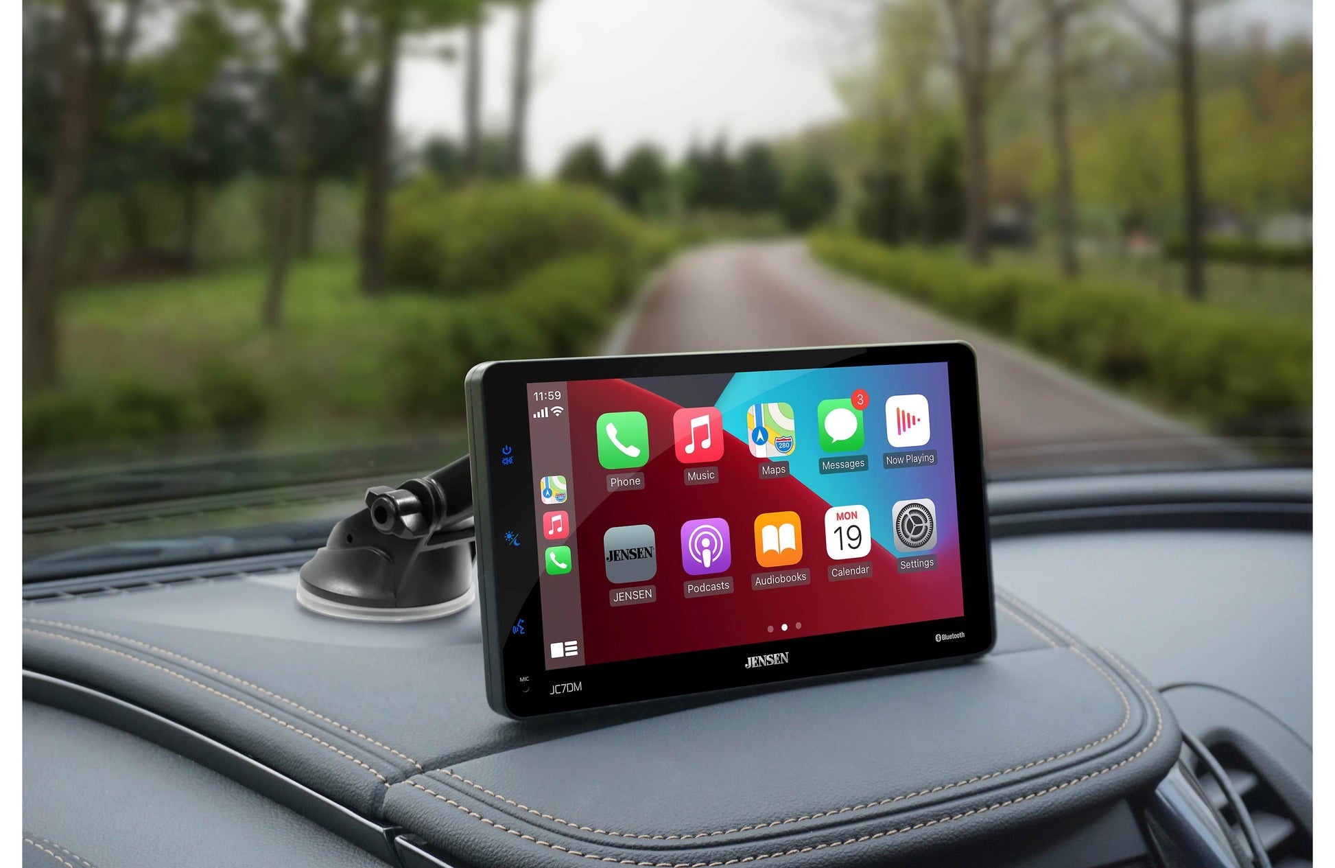 Jensen JC7DM 7" touchscreen monitor with wired or wireless Apple CarPlay® and Android™ compatibility Jensen