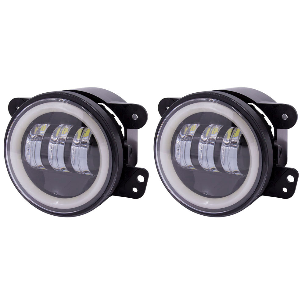 Heise JP-702FLB Fog Lights with Black Face and Full Halo - 4 Inch, 6 LED Heise