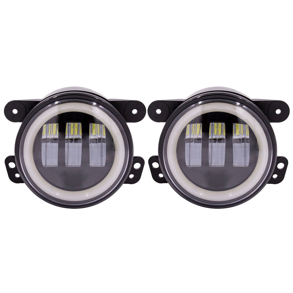 Heise JP-702FLB Fog Lights with Black Face and Full Halo - 4 Inch, 6 LED Heise