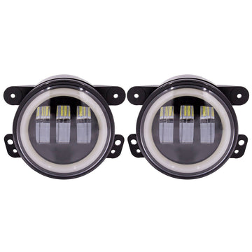 Heise JP-702FLB Fog Lights with Black Face and Full Halo - 4 Inch, 6 LED Heise