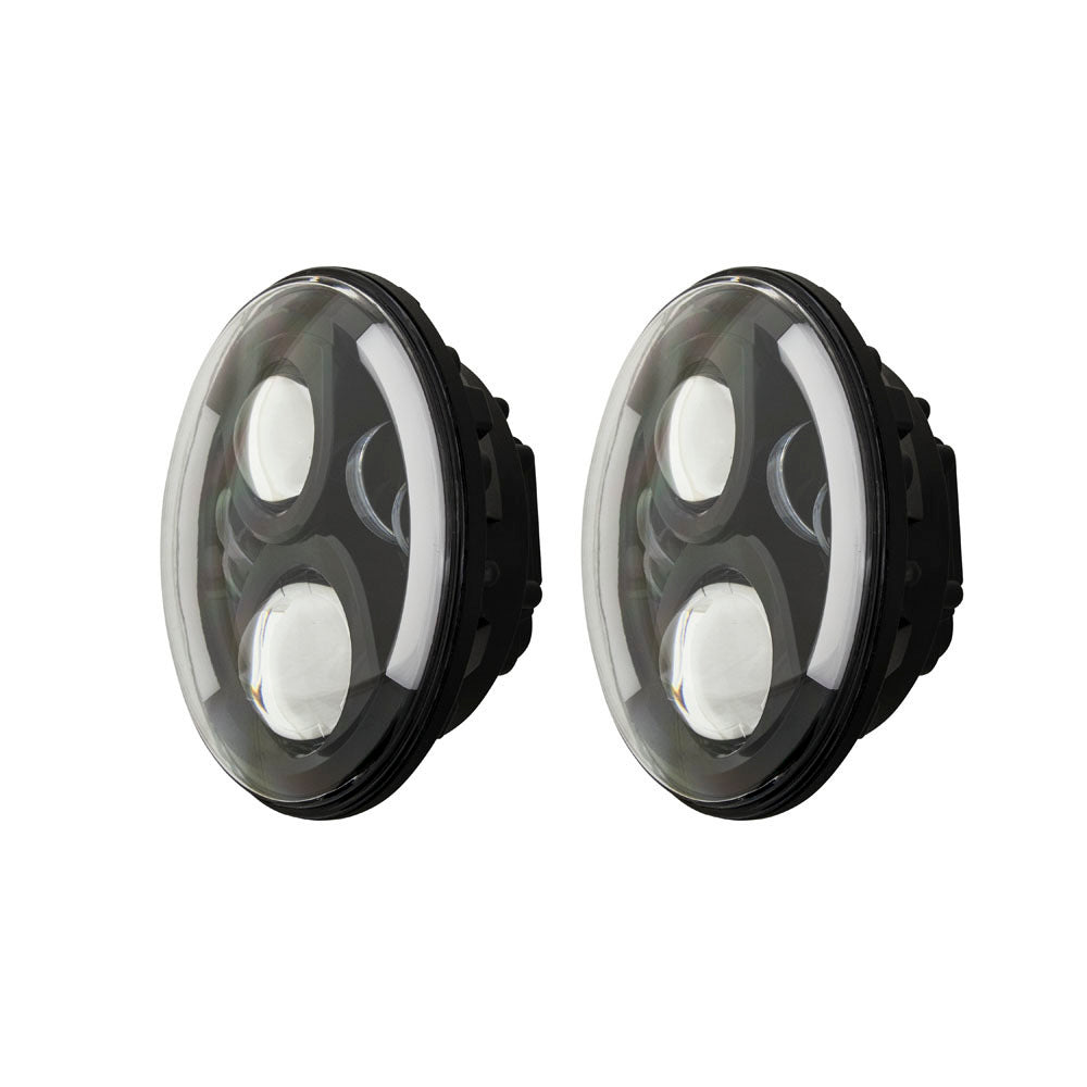 Heise JP-703B 7" LED Light with Black Face and Partial Halo, 7 Inch, 6 LED Heise