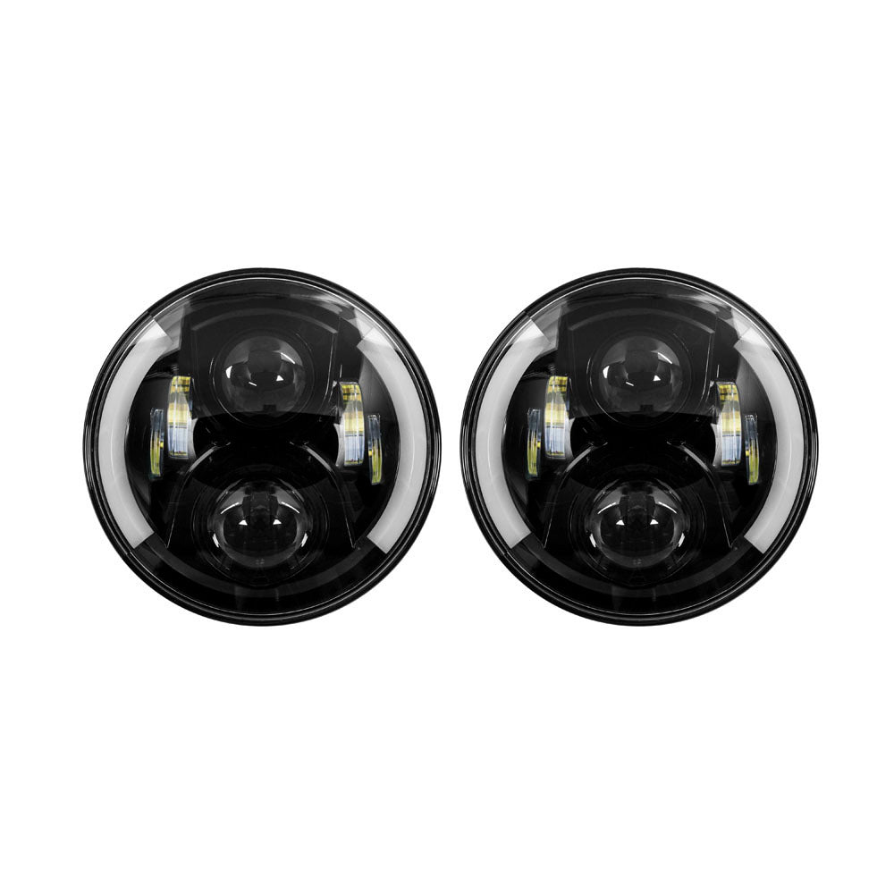 Heise JP-703B 7" LED Light with Black Face and Partial Halo, 7 Inch, 6 LED Heise
