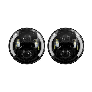 Heise JP-703B 7" LED Light with Black Face and Partial Halo, 7 Inch, 6 LED Heise