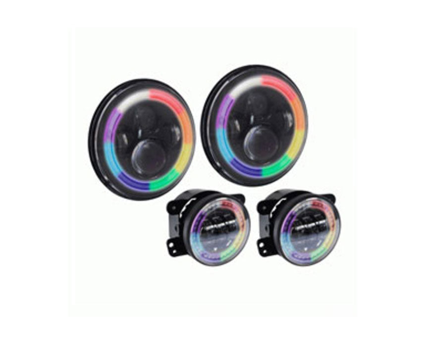 Heise JP-706RGBKT RGB LED Headlights w/ 4in RGB LED Fod Lights Heise