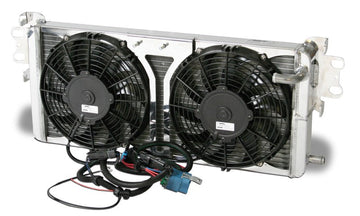 AFCO Racing 80280PRO Heat Exchanger Aluminum Satin   2007 - 2012 Shelby GT500 Double Pass   (L - 26-1/4”) X (W - 5-3/8”) X (H - 11-3/8”) With Fans American Autowire