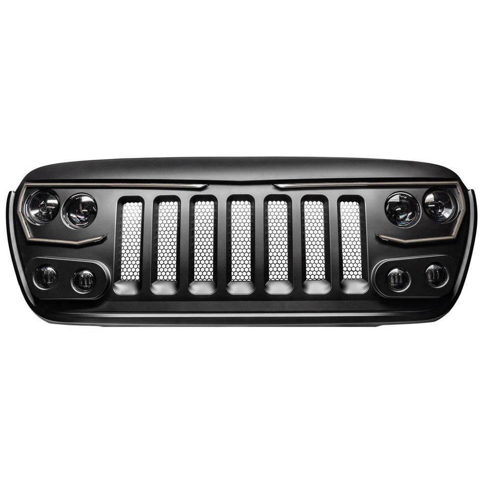 Oracle Lighting 5837-PRO Vector Series Grilles 5837-PRO Grille, Vector Series, Complete, Main Grille, ABS Plastic/Polycarbonate, Vertical Bar, Black, Jeep, Each 3D MAXpider
