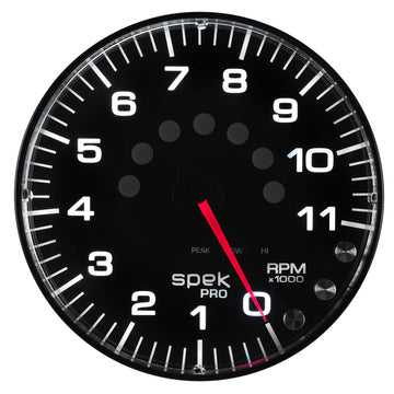 Autometer P239328 5" IN-DASH TACHOMETER, 0-11,000 RPM, SPEK-PRO, BLACK DIAL, BLACK BEZEL, FLAT ANTIGLARE LENS
