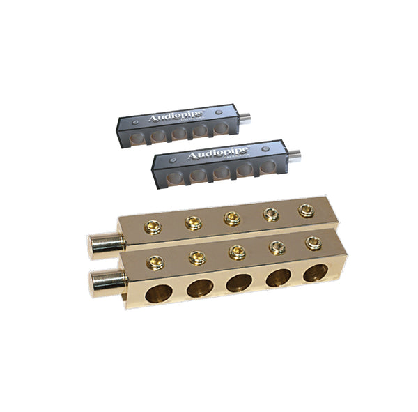 Audiopipe® PB-5010XT - Gold Plated Power Distribution Bar Block (5 x 0/1 AWG Out) Audiopipe