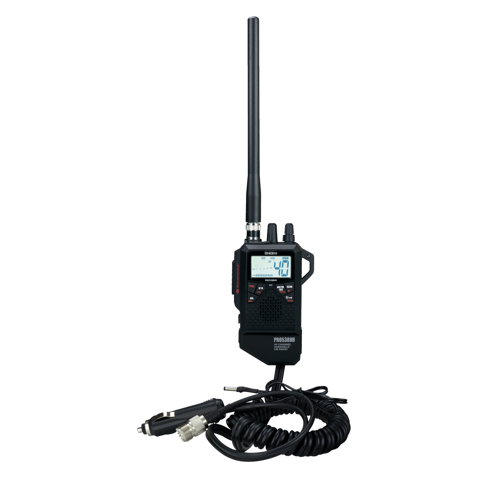 Uniden PRO538HHFM Handheld CB Radio with FM - 2 in 1 Walkie Talkie with Vehicle Adapter Kit Hustler