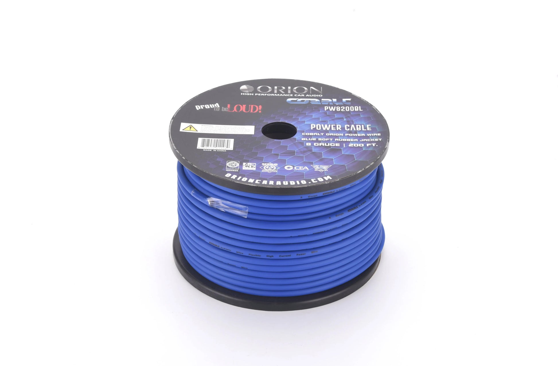 Orion PW8200BL Cobalt 8 Gauge 100% CCA Wire - Blue Jacket (200ft Roll) Orion
