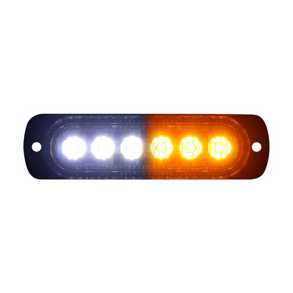 Racesport RS70016W-A White/Amber Switching 6-LED Ultra Slim Flush Mount 19-Flash Pattern Marker Strobe Light